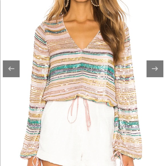 Tularosa Tops - Tularosa Bree Blouse Pink Multi Medium Revolve